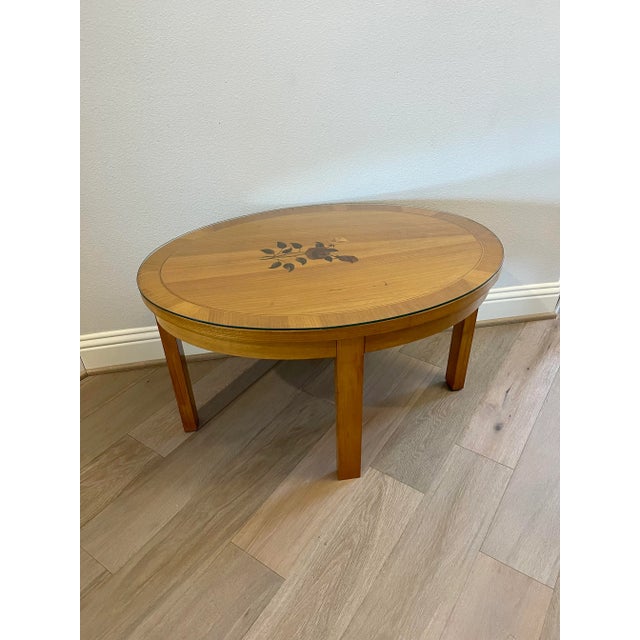 Biedermeier Mid-Century German Biedermeier Style Light Wood Marquetry Coffee Table For Sale - Image 3 of 11