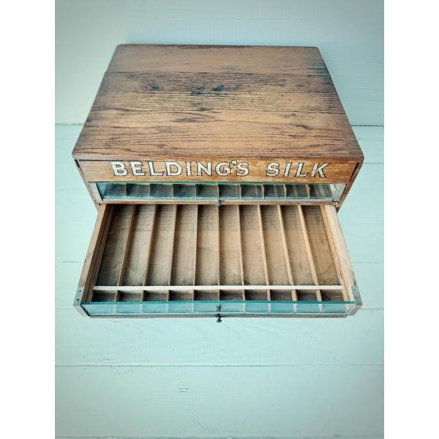 Early 20th Century Antique Belding’s Silk Oak Countertop Thread Cabinet With Glass Drawers | Early General Store Display | C. 1900–1920 For Sale - Image 5 of 12