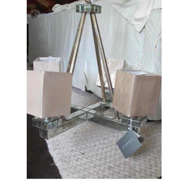 Platinum Currey & Company Raj Mirror Bronzite 4 Arm Chandelier For Sale - Image 8 of 12