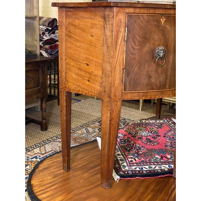 Wood Antique English Sideboard Circa 1800 Georgian Inlaid Mahogany Bow Front For Sale - Image 7 of 13