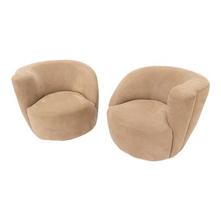 Vladimir Kagan Nautilus Camel Upholstery - a Pair For Sale