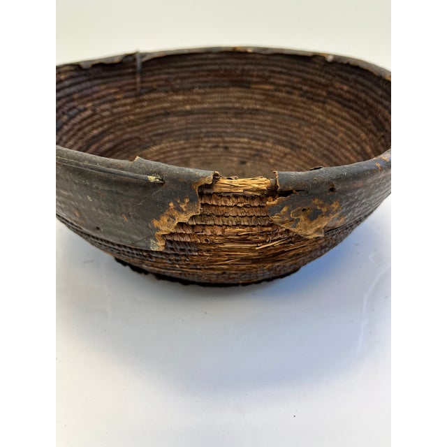 Leather and Wicker African Baskets, Set of 4 For Sale - Image 11 of 12