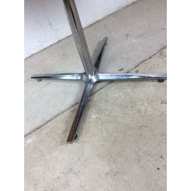 Wood Mid Century Modern Round Dining Table With Butcher Block Top and Chrome Base For Sale - Image 7 of 15