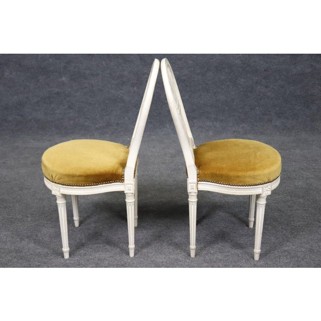 Cream Set of 8 French Louis XVI Painted Balloon Back Maison Jansen Attri Dining Chairs For Sale - Image 8 of 11