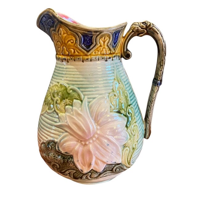 Majolica Pitcher Vase from Wasmuel, 1890s For Sale - Image 9 of 9