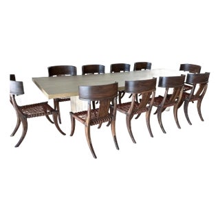 Klismos Style Solid Walnut Dining Chairs -Set of 10 For Sale
