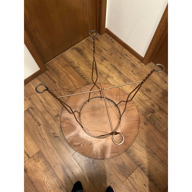 Rare Highly Collectable-Antique “Japan Finish” Industrial Copper Finish Sweetheart Design Ice Cream Parlor Set With Two Chairs For Sale - Image 14 of 18