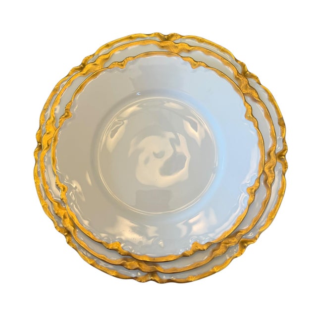 Antique Haviland Limoges European White & Gold Porcelain Dinnerware Set – Habsburg Austria & Racine Bavaria – - 43 pcs For Sale - Image 11 of 17
