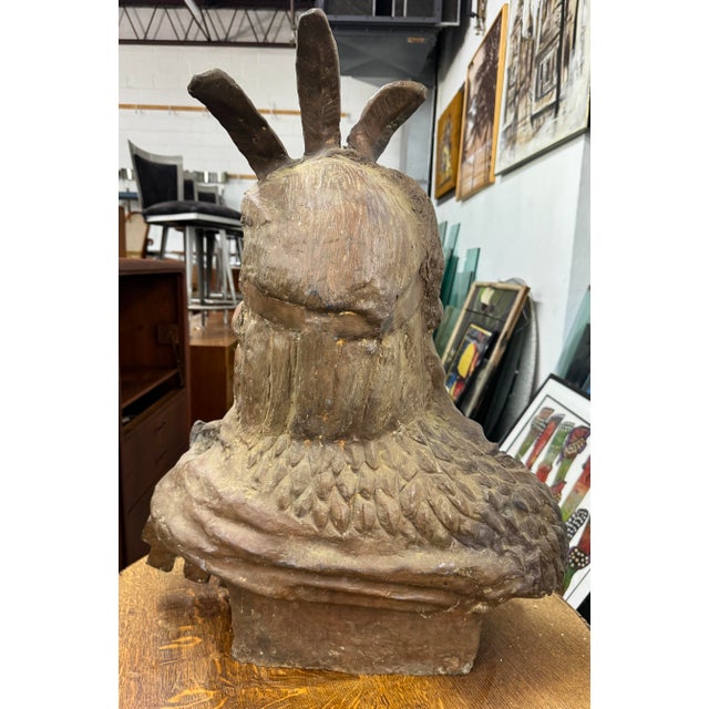 Metal Beautiful Bronze Bust of Meso-American Figure For Sale - Image 7 of 12