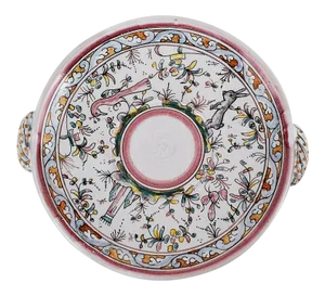 Ceramic Pink and Green Spring Theme Platter Made in Portugal