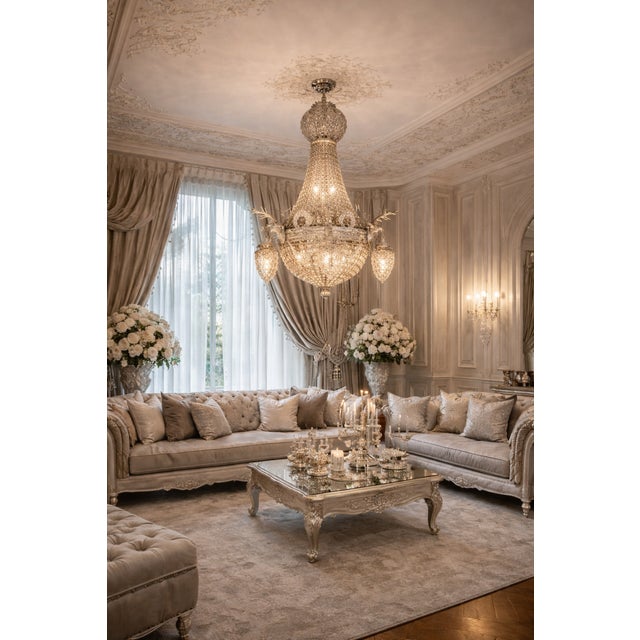 Silver Circa 1980 Artisan Louis XVI Rococo Silver Bronze Chandelier For Sale - Image 8 of 8