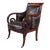 Late 20th Century Henredon Mahogany Distressed Leather French Empire Regency Club Lounge Armchair For Sale