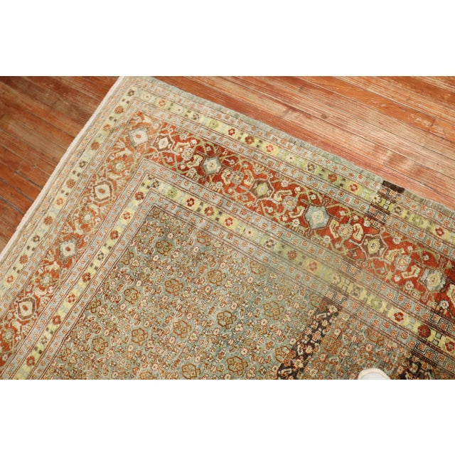 American Antique Zabihi Collection Persian Square Senneh Rug - 12'3" x 12'10" For Sale - Image 3 of 10
