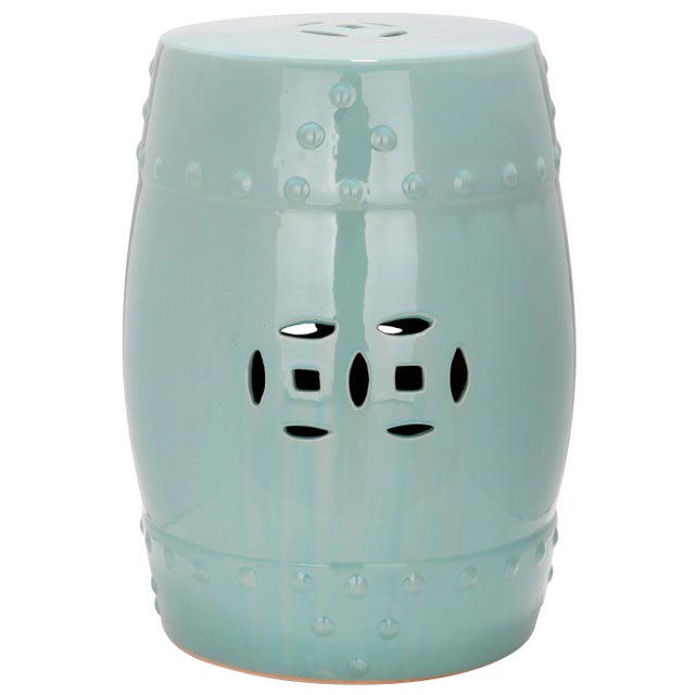 Garden Stool in Light Blue For Sale - Image 4 of 4