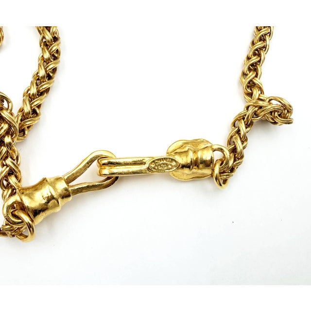 1990s Chanel Vintage Gold Plated CC Filigree Pendant Spear Dangle Long Necklace For Sale - Image 5 of 5