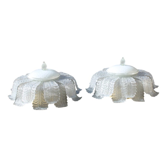 Glass Uranus Ceiling Lights from Seguso, 1960s, Set of 2 For Sale