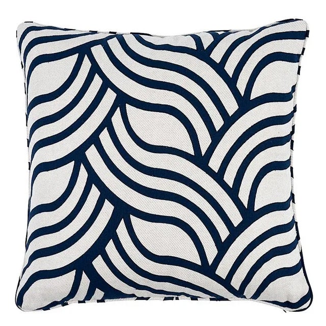 2020s Schumacher Sangomar Applique 22" Pillow in Navy For Sale - Image 5 of 5