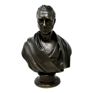 Antique Male Bronze Bust George Stephenson Railways Interest Edward William Wyon