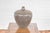 Artisan Handmade Brown Glazed Ceramic Vase with Textured Cream Stokes For Sale - Image 4 of 12