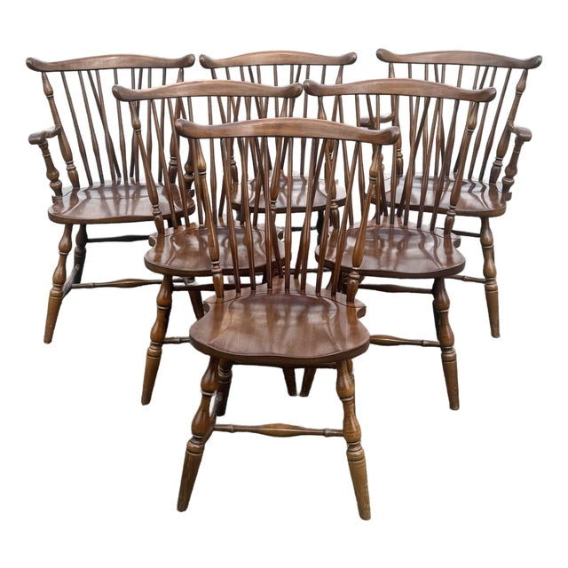 Vintage Pennsylvania House Duxbury Cherry Windsor Chairs - Set of 6 For Sale