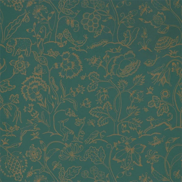 Morris & Co Middlemore Wallpaper in Moss Gold For Sale