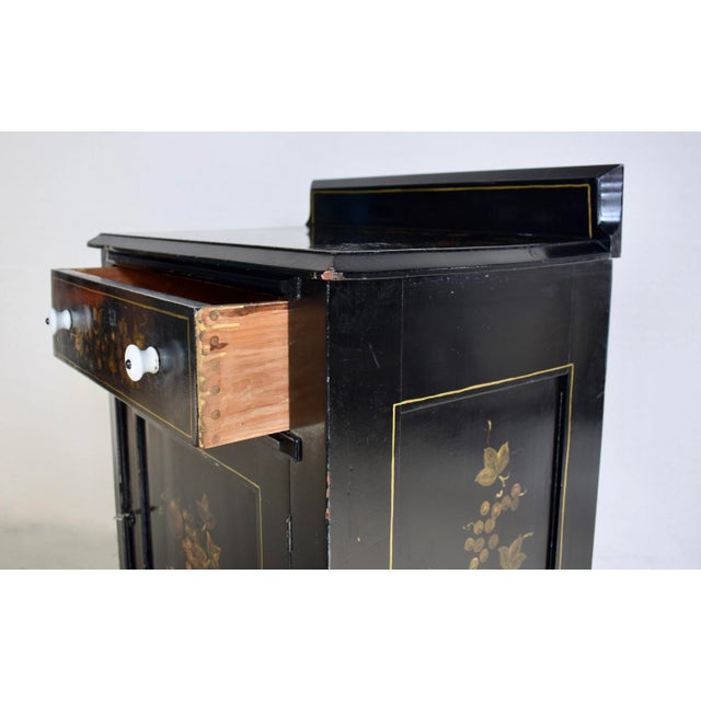 Hand Painted Folk Art Wash Stand Cabinet, American, Solid Wood, 19th Century For Sale - Image 4 of 12