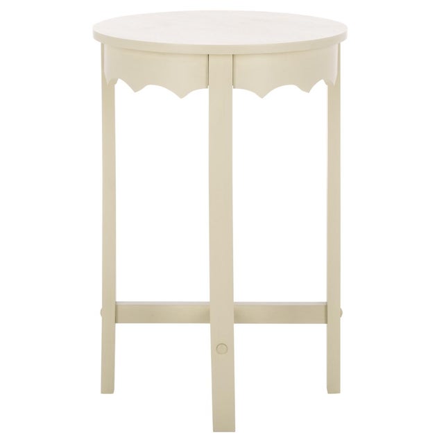 Wood Seraphina Round Accent Table in Sand For Sale - Image 7 of 8