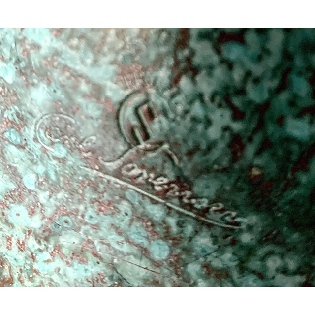 Metal 1920’s Art Deco Carl Sorensen Large Verdigris Green Bronze Charger, Signed For Sale - Image 7 of 12