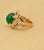 The School of Paris 6 Carat Elongated Oval Emerald Cabochon 14 Karat Rose Gold Cocktail Ring Vintage For Sale - Image 3 of 18