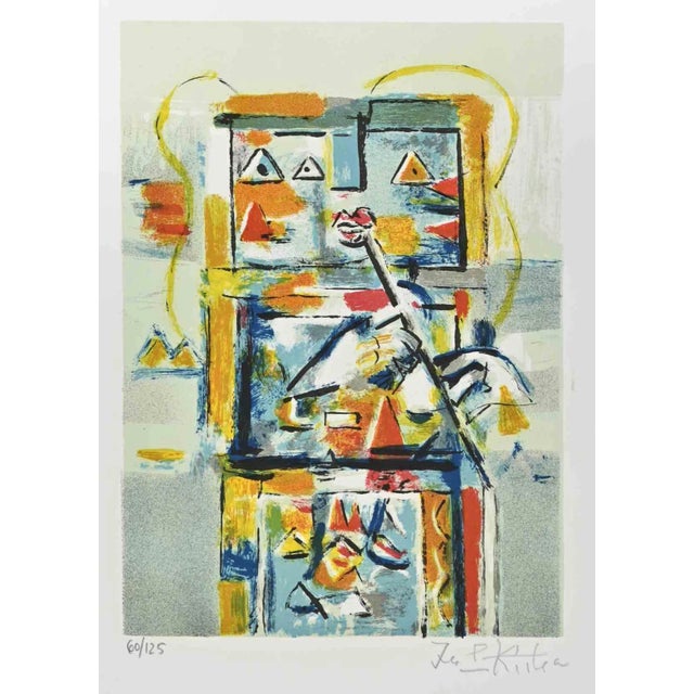 Ibrahim Kodra, Robot, Lithograph, 1980s For Sale