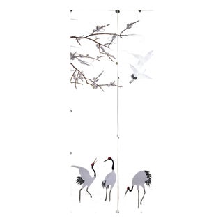 Hand‑Painted Gold Leaf Chinoiserie Mural Panels, Red‑Crowned Crane & Plum Blossom, Set of 2 For Sale