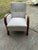 Hungarian Art Deco armchair. A very elegant Art Deco armchair, a new cream, beige upholstery. The wooden part was restored...