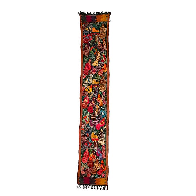 Vintage Hand Embroidered Mexican Textile Wall Hanging For Sale - Image 10 of 13