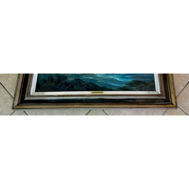 Bennett Bradbury "Moonrise Depoe Bay" Large Coastal Seascape Oil Painting For Sale - Image 9 of 16
