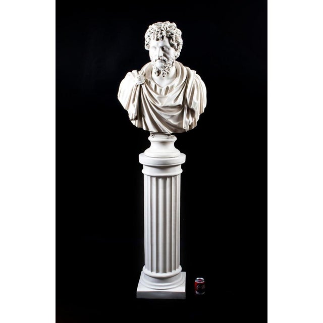 Marble Bust and Pedestal Depicting Roman Emperor Lucius Versus, Set of 2 For Sale - Image 10 of 18