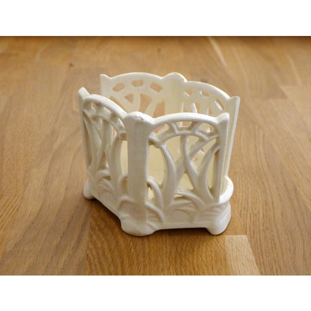 Small Art Nouveau Neo-Gothic Style Openwork Pot or Letter Holder in Earthenware, Early 20th Century For Sale - Image 15 of 15