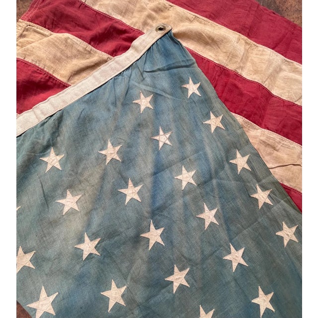 American Rare and Fine Antique American Flag 1912 Staggered 48 Stars Beautifully Faded Cotton Sewn Stars For Sale - Image 3 of 9