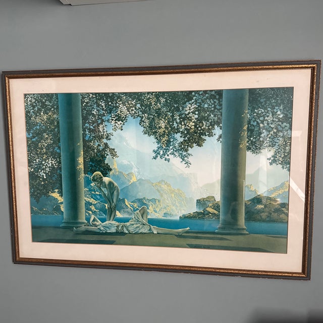 1920s 1922 Maxfield Parrish "Daybreak" Lithograph in Original Art Deco Period Frame For Sale - Image 5 of 5