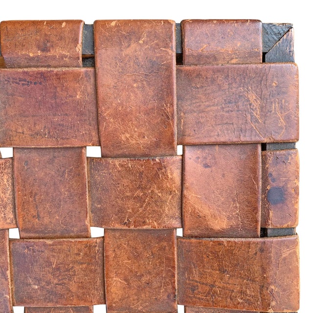 Coffee Early 20th Century English Arts & Crafts Leather Top Stool For Sale - Image 8 of 13