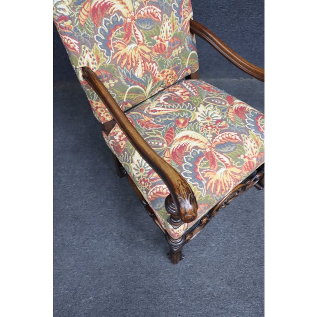 Victorian Walnut Upholstered Open Armchair With Tapestry Upholstery For Sale - Image 12 of 12