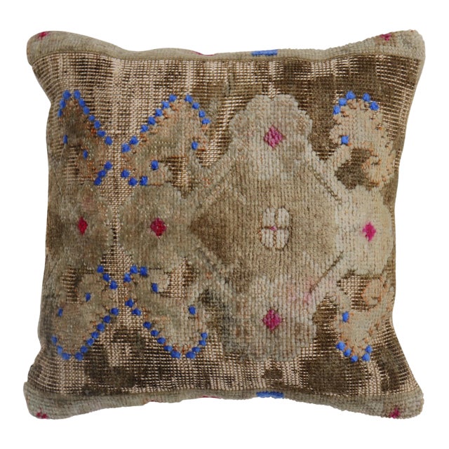 Quirky Square Turkish Rug Pillow For Sale