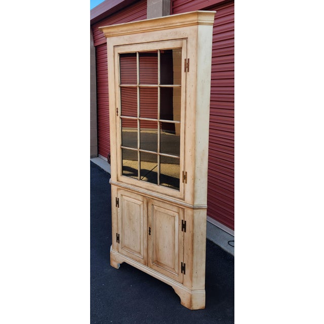 Wood Henkel Harris Illuminated Corner Cabinet For Sale - Image 7 of 13