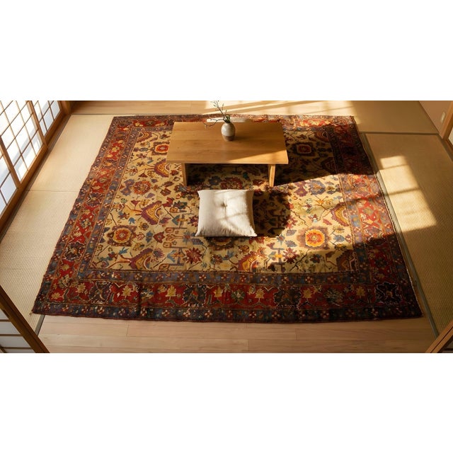 Phenomenal Minium Yellow Color With Intricate Patterns Antique Turkish Decorative Oushak Rug For Sale - Image 13 of 15