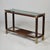 This refined Italian console balances warmth and modernism with its dark walnut frame, precision brass corner hardware,...
