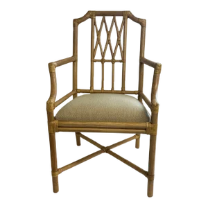 McGuire Bamboo Armchair With Upholstered Seat