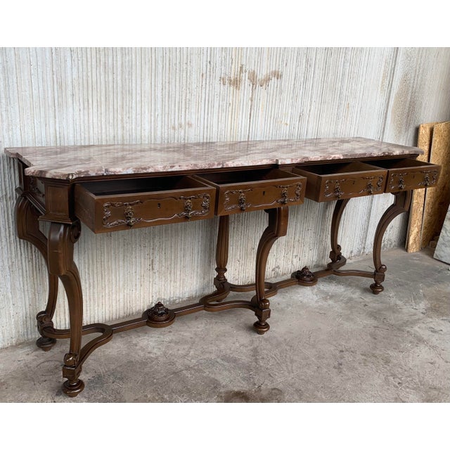 20th Century Neoclassical Revival Marble Top Console Table For Sale - Image 4 of 11