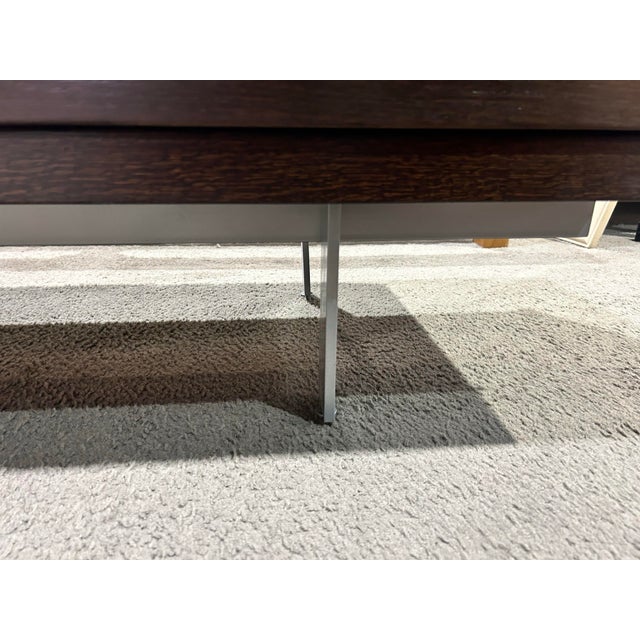 Modern Dark Wood Credenza With Louvered Front Drawers For Sale - Image 3 of 7