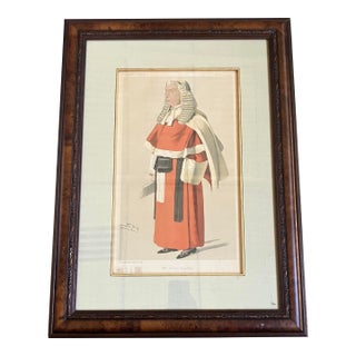 C-1896 British Caricature Vanity Fair Chromolithograph of Mr Justice Grantham Red Robe Judge. .Framed For Sale