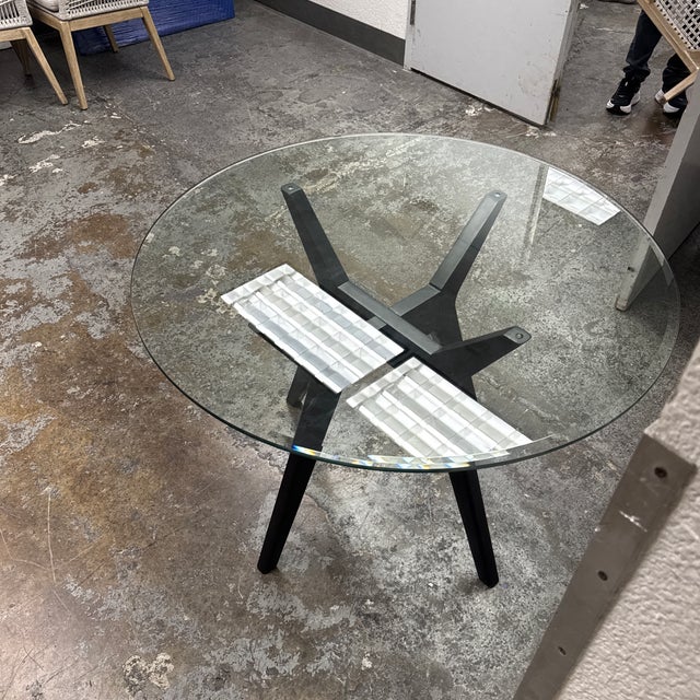2020s West Elm Jensen Round Glass Dining Table, 40 Inch For Sale - Image 5 of 12