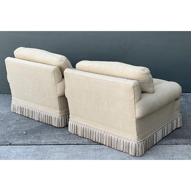 Vintage Jack Phillips Overstuffed Lounge Chairs With Bullion Trim - A Pair For Sale - Image 10 of 12